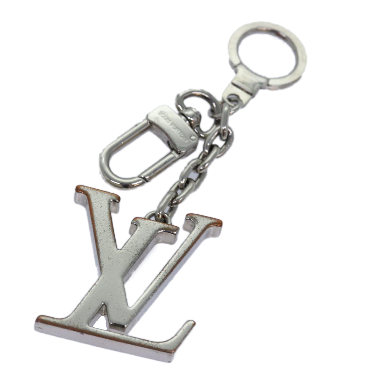 LOUIS VUITTON Porte cles initials LV Charm metal Silver M65071 LV bs15563