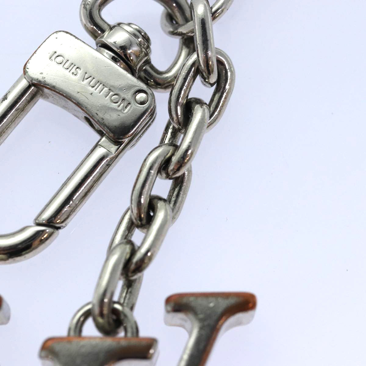 LOUIS VUITTON Porte cles initials LV Charm metal Silver M65071 LV bs15563