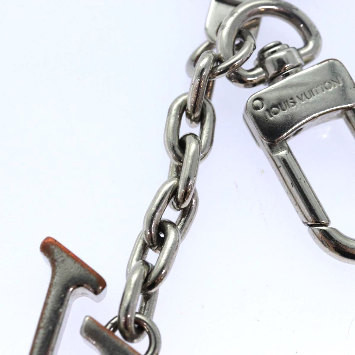 LOUIS VUITTON Porte cles initials LV Charm metal Silver M65071 LV bs15563