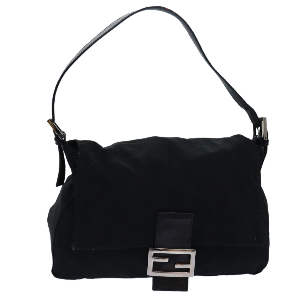 Luxury Fendi Mamma Baguette Shoulder Bag Nylon Blackbs15662