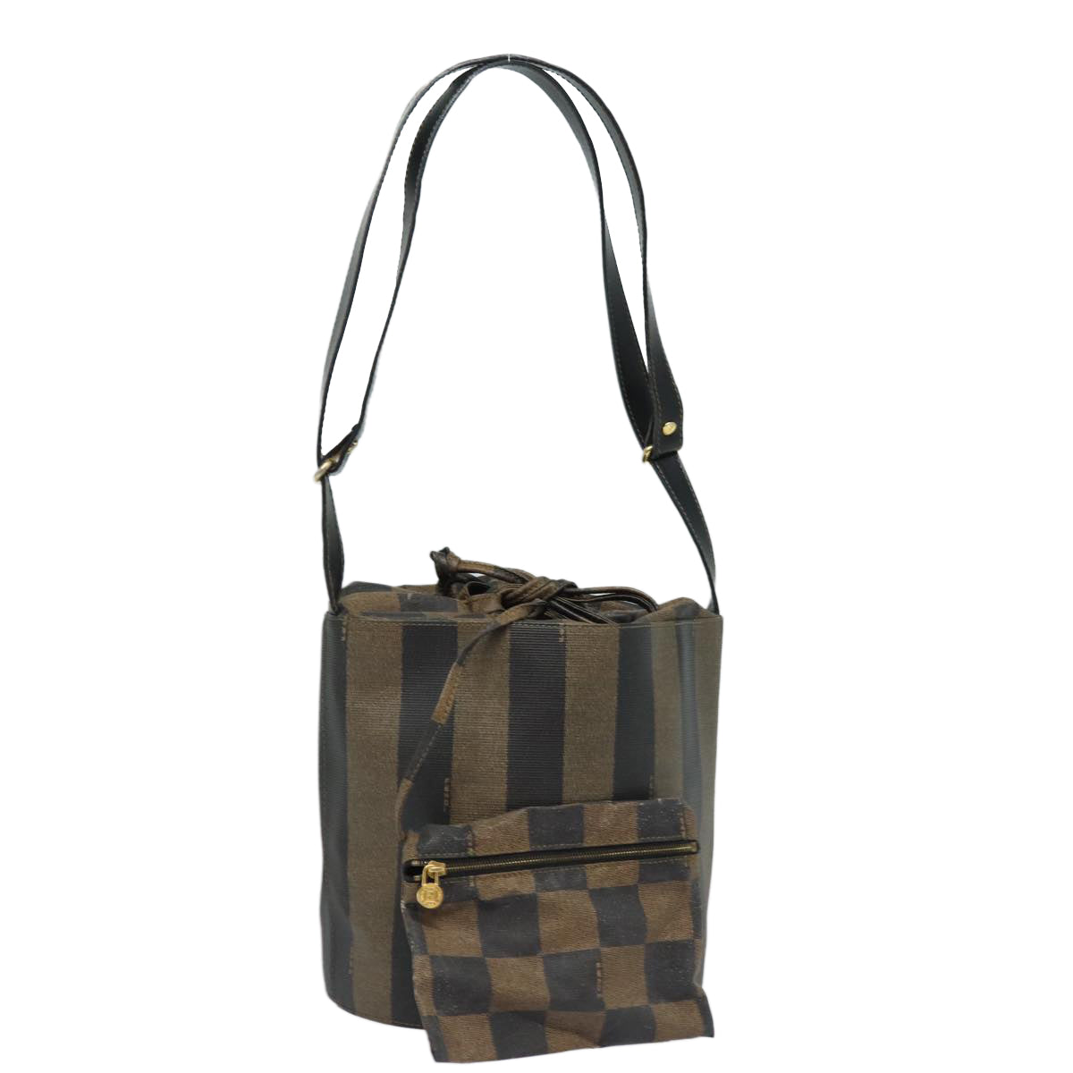Luxury Fendi Pecan Canvas Shoulder Bag Brown Blackbs15713