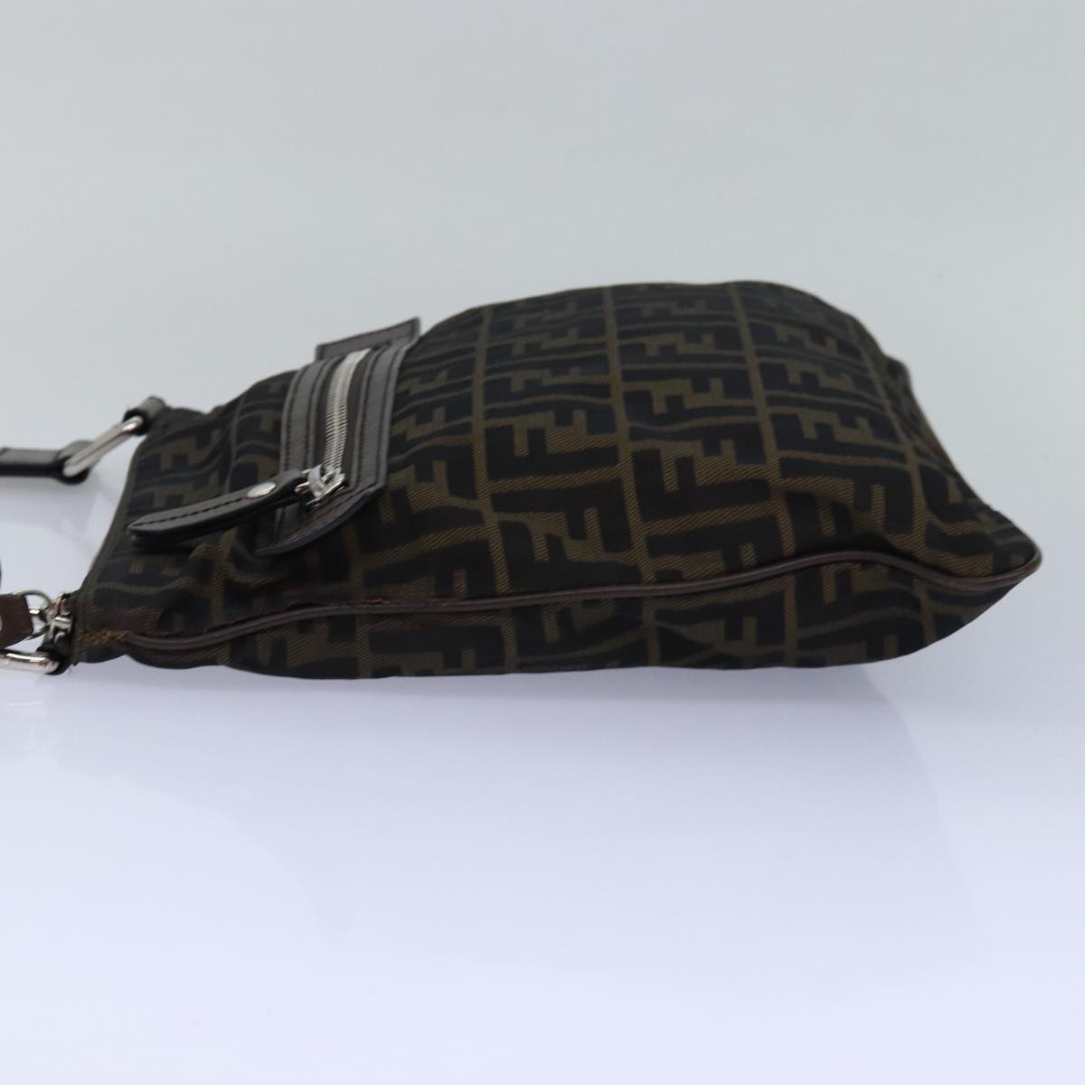 Luxury Fendi Zucca Canvas Shoulder Bag Brown Blackbs15715