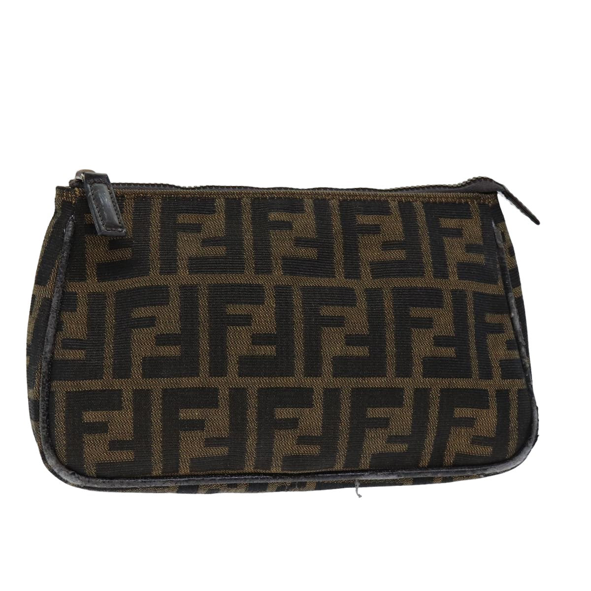 Luxury Fendi Zucca Canvas Pouch Brown Blackbs15782