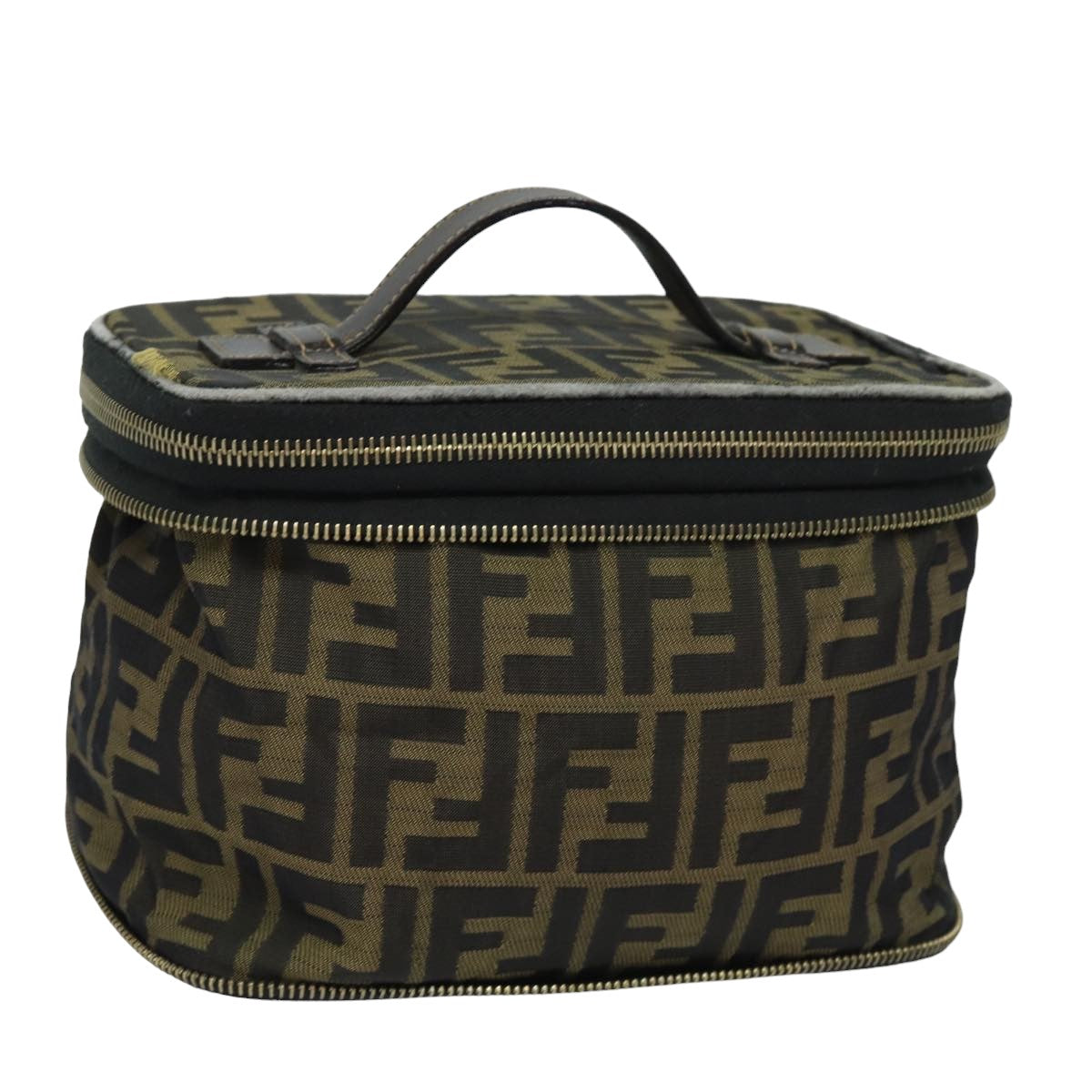 Luxury Fendi Vanity Zucca Canvas Pouch Black Brownbs15783