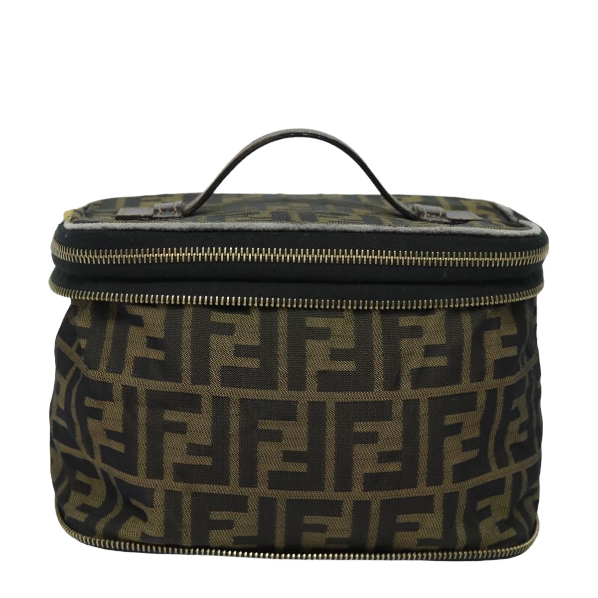 Luxury Fendi Vanity Zucca Canvas Pouch Black Brownbs15783