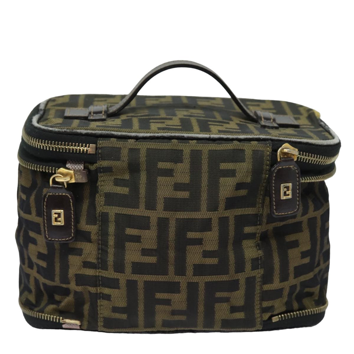 Luxury Fendi Vanity Zucca Canvas Pouch Black Brownbs15783