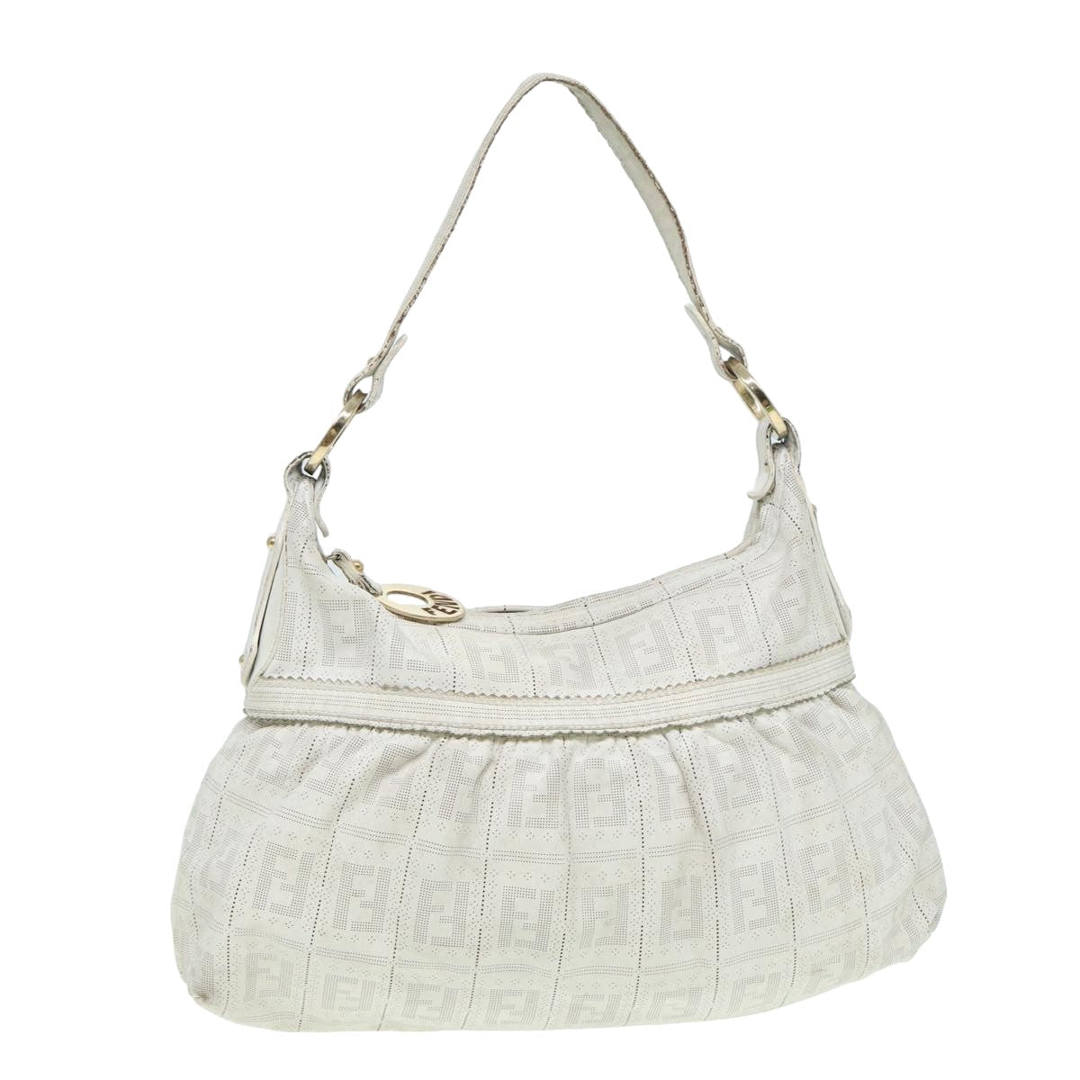 Luxury Fendi Zucca Canvas Shoulder Bag Whitebs15784