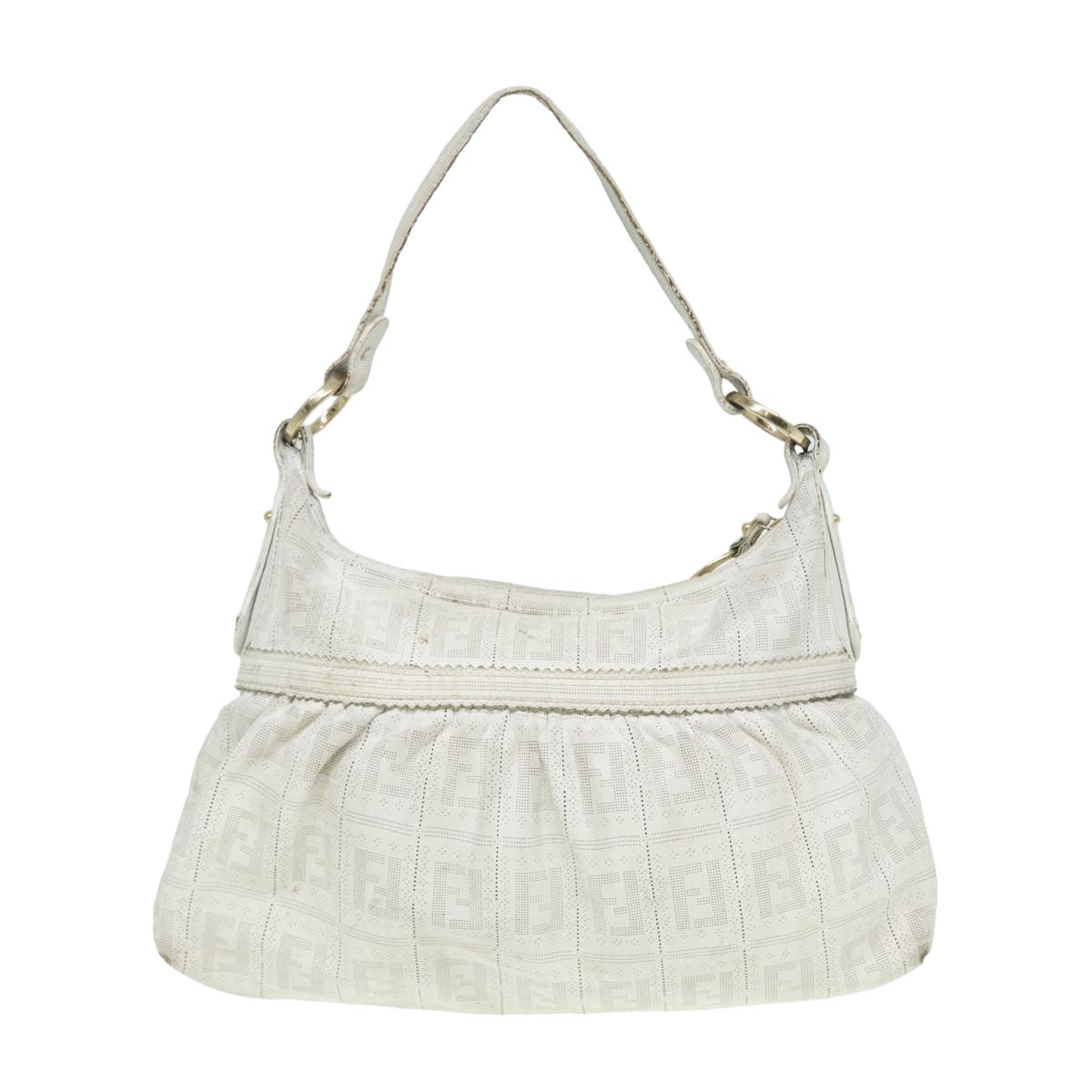 Luxury Fendi Zucca Canvas Shoulder Bag Whitebs15784
