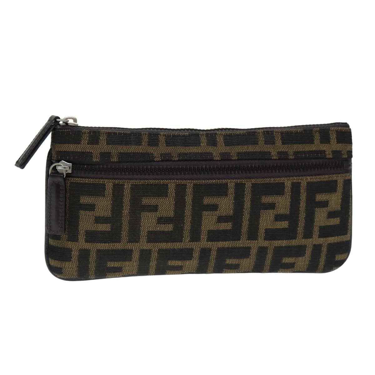 Luxury Fendi Vanity Zucca Canvas Pouch Black Brownbs15787