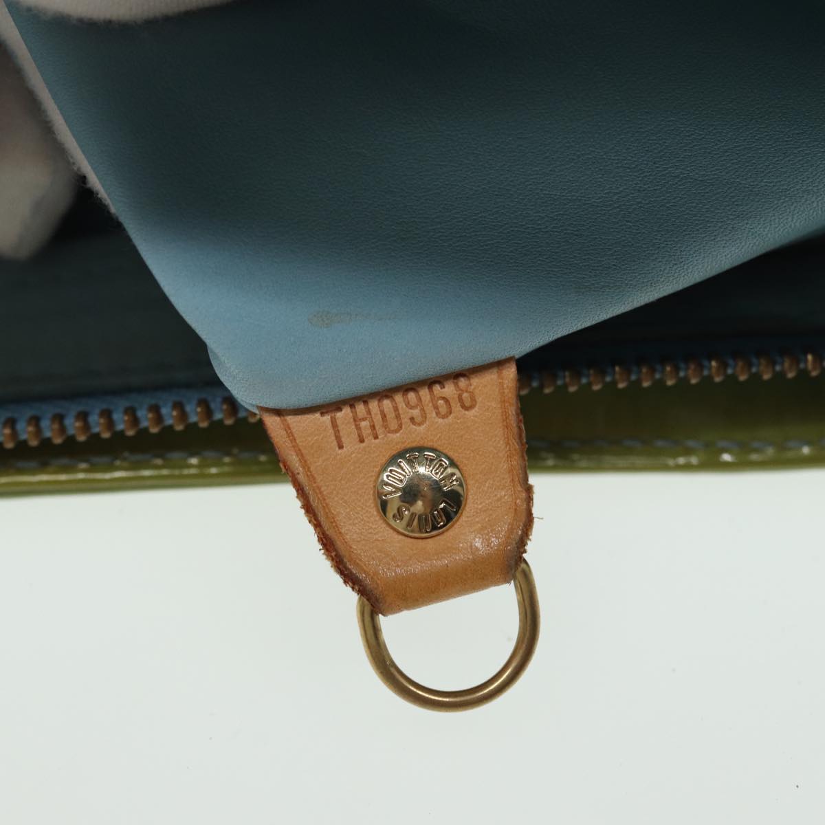 LOUIS VUITTON Monogram Vernis Houston Hand Bag Baby Blue M91005 LV bs15920