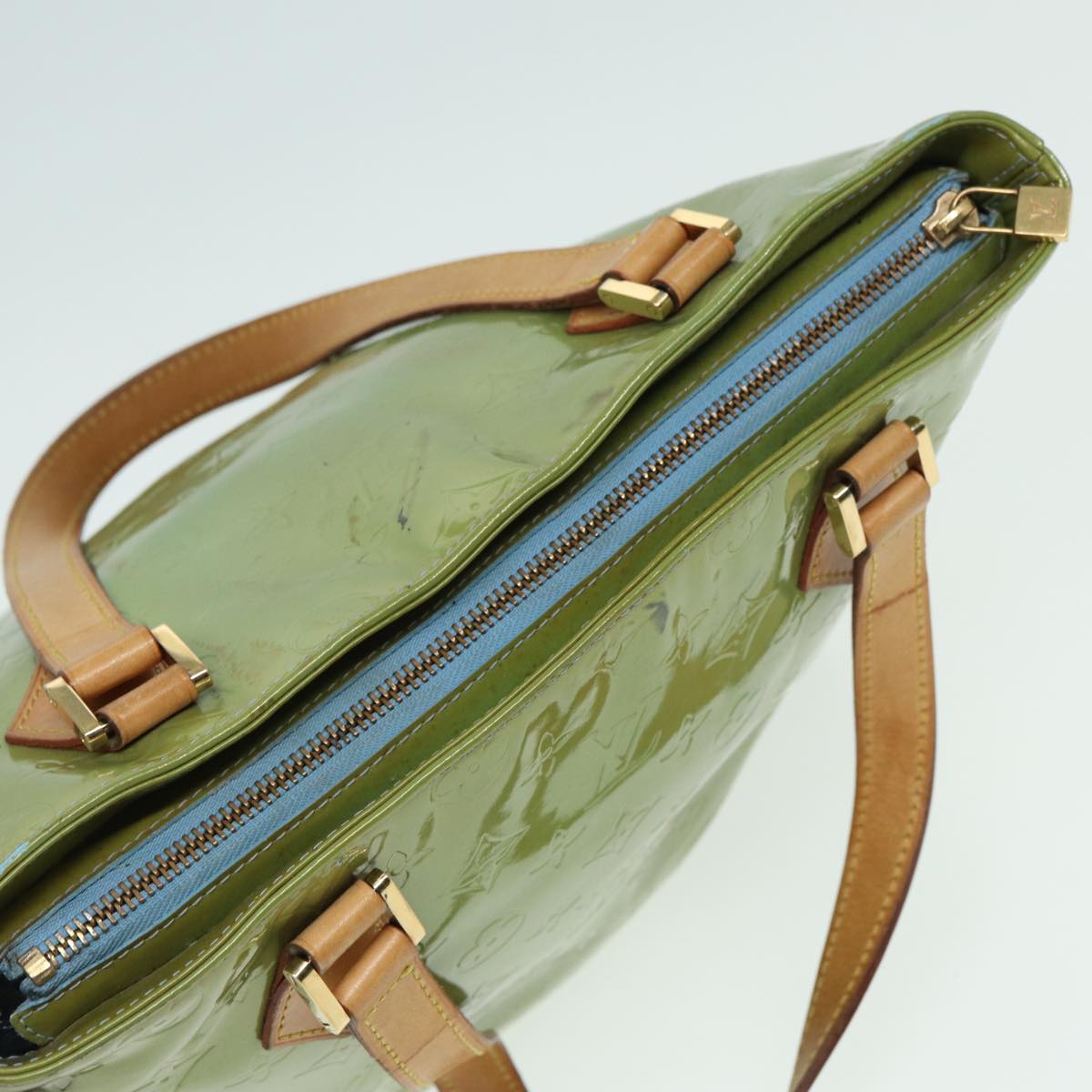 LOUIS VUITTON Monogram Vernis Houston Hand Bag Baby Blue M91005 LV bs15920