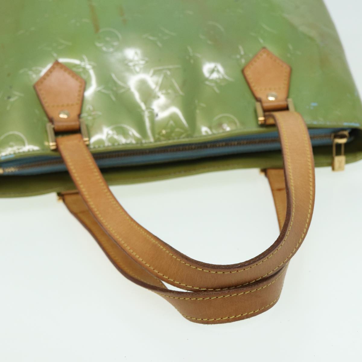 LOUIS VUITTON Monogram Vernis Houston Hand Bag Baby Blue M91005 LV bs15920