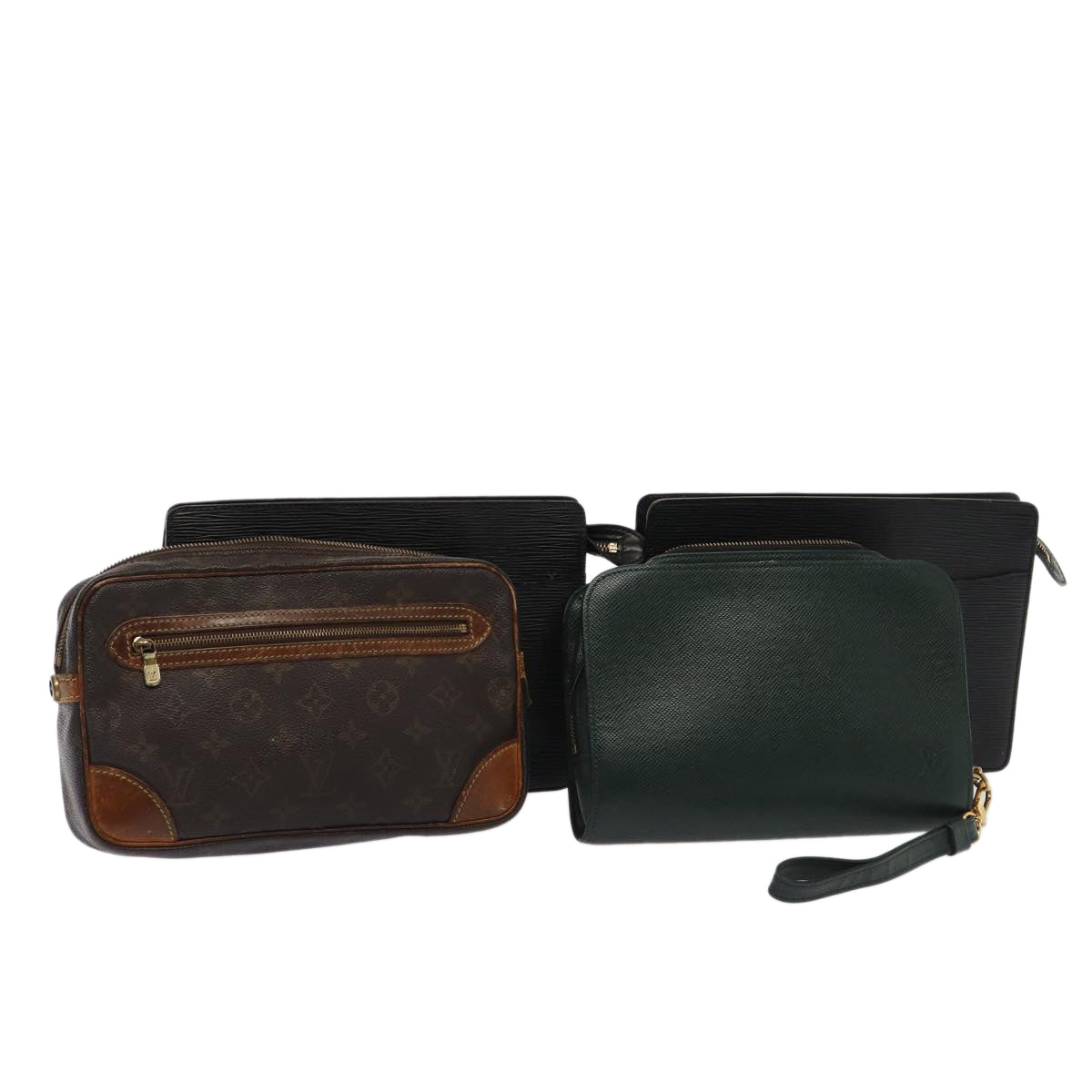 LOUIS VUITTON monogram epi taiga Clutch Bag 4Set Black LV bs15948