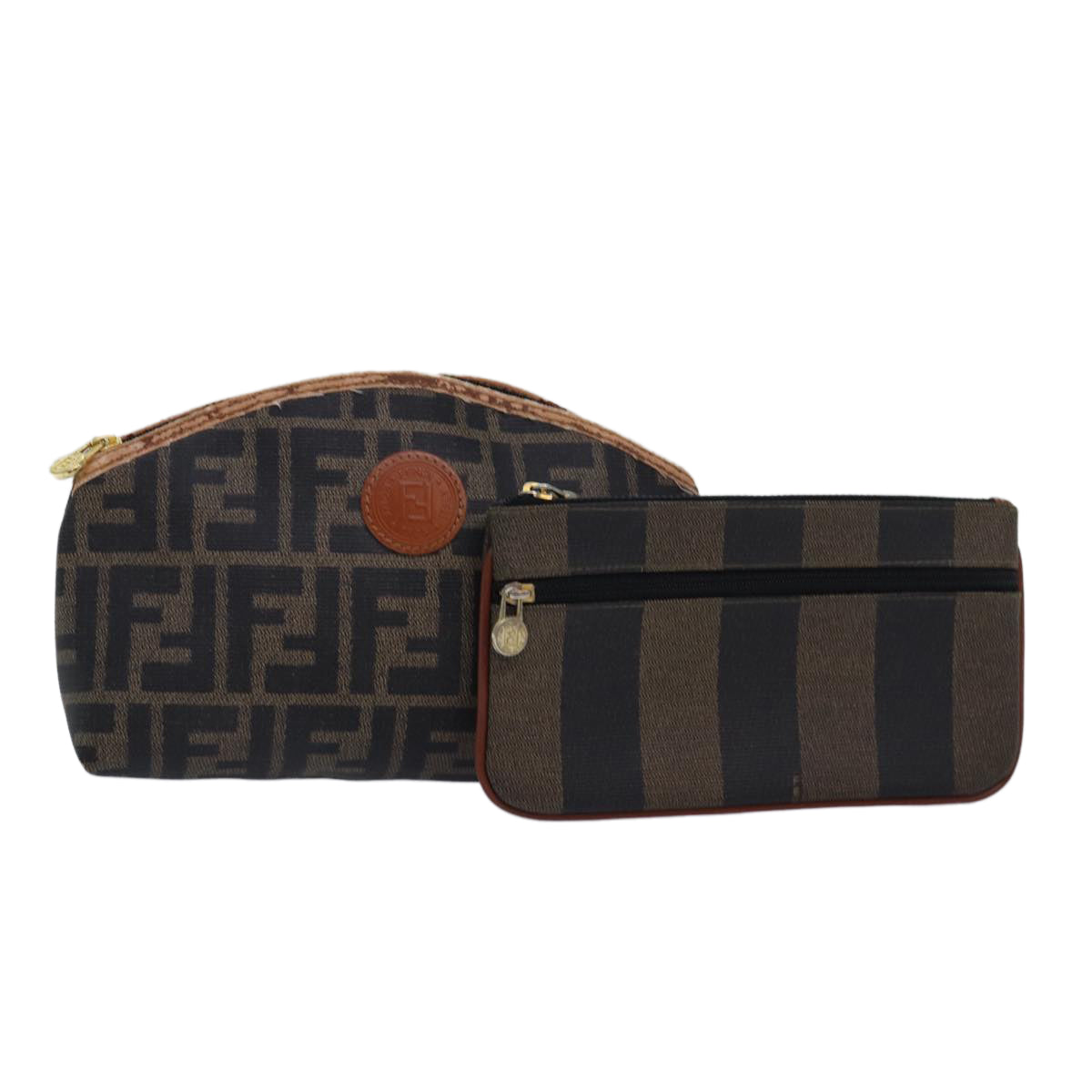 Luxury Fendi Zucca Canvas Pecan Canvas Pouch 2Set Brown Blackbs15954