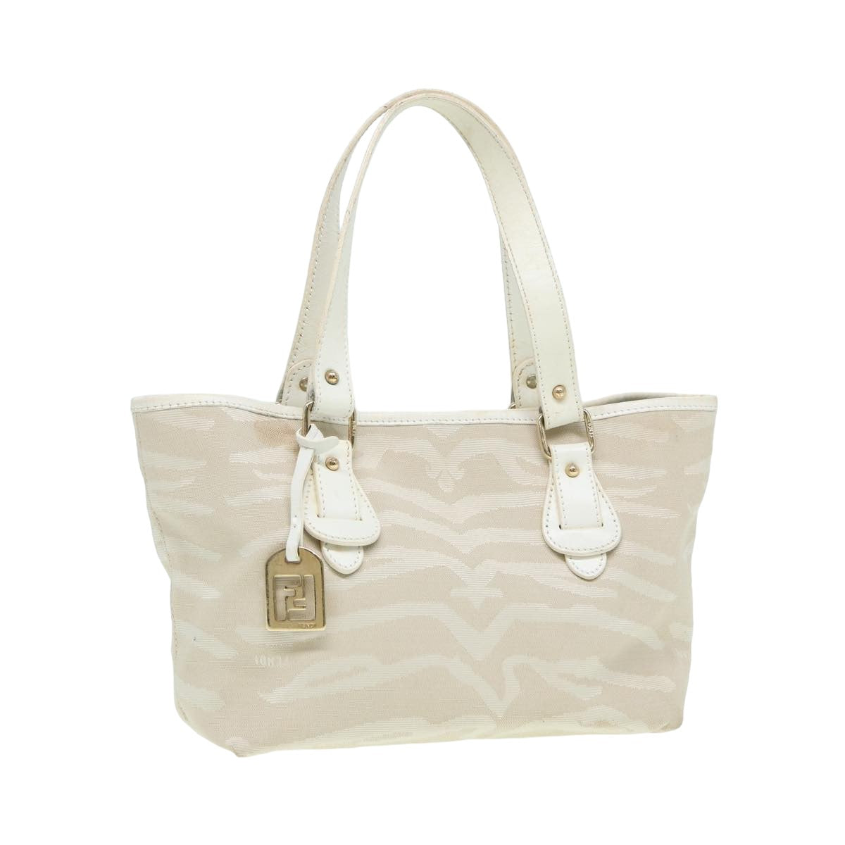Luxury Fendi Hand Bag Canvas Leather Whitebs16007