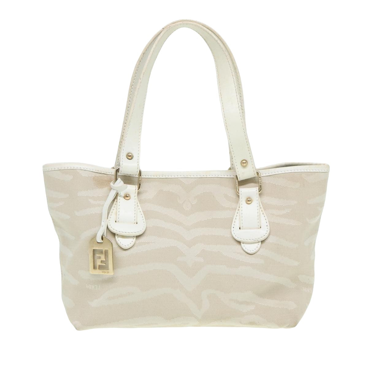 Luxury Fendi Hand Bag Canvas Leather Whitebs16007