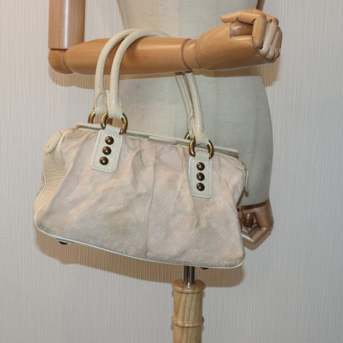 LOUIS VUITTON Monogram Mini Lin Trapeze PM Hand Bag Pink M40062 LV bs16132