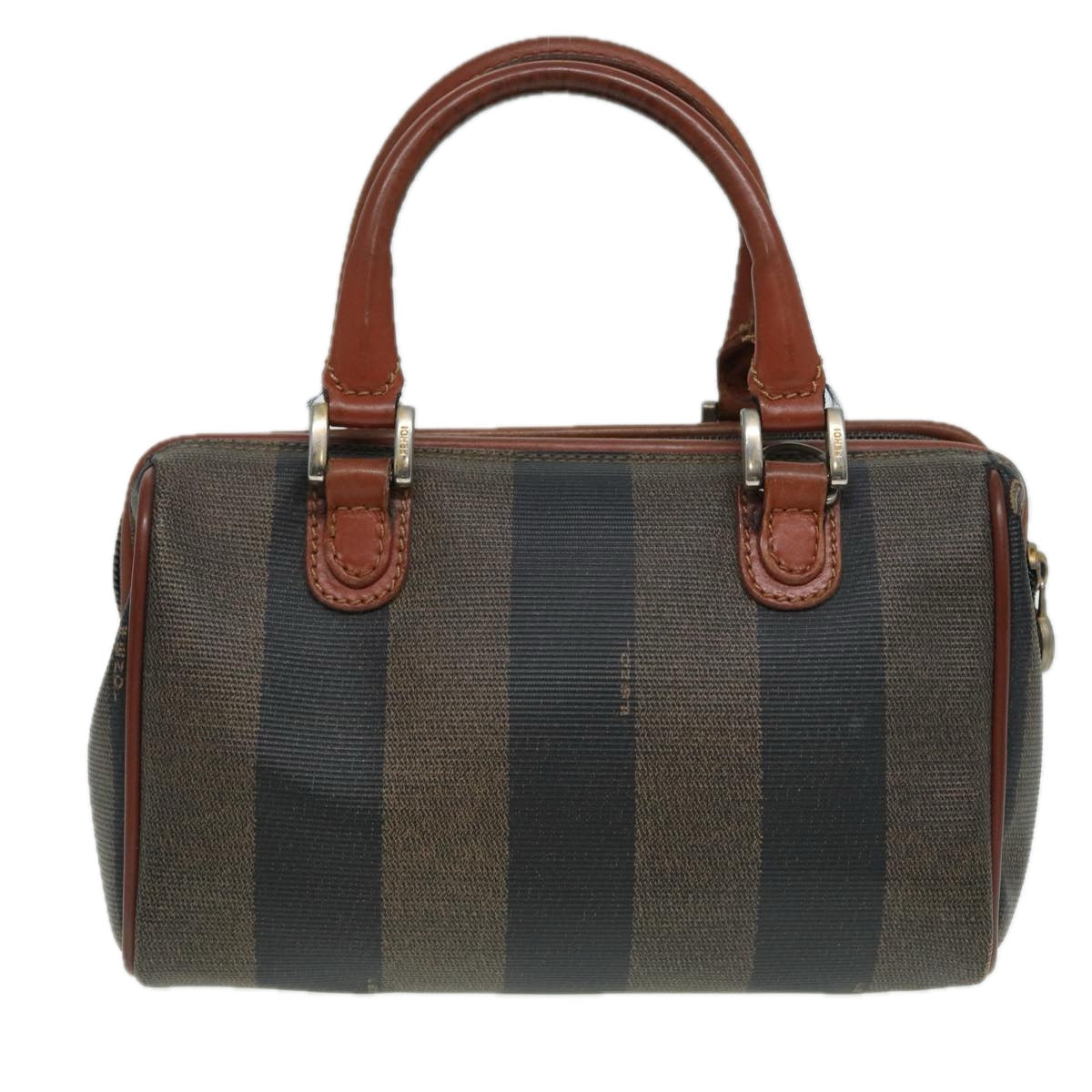 Luxury Fendi Pecan Canvas Hand Bag PVC Leather Brownbs16139