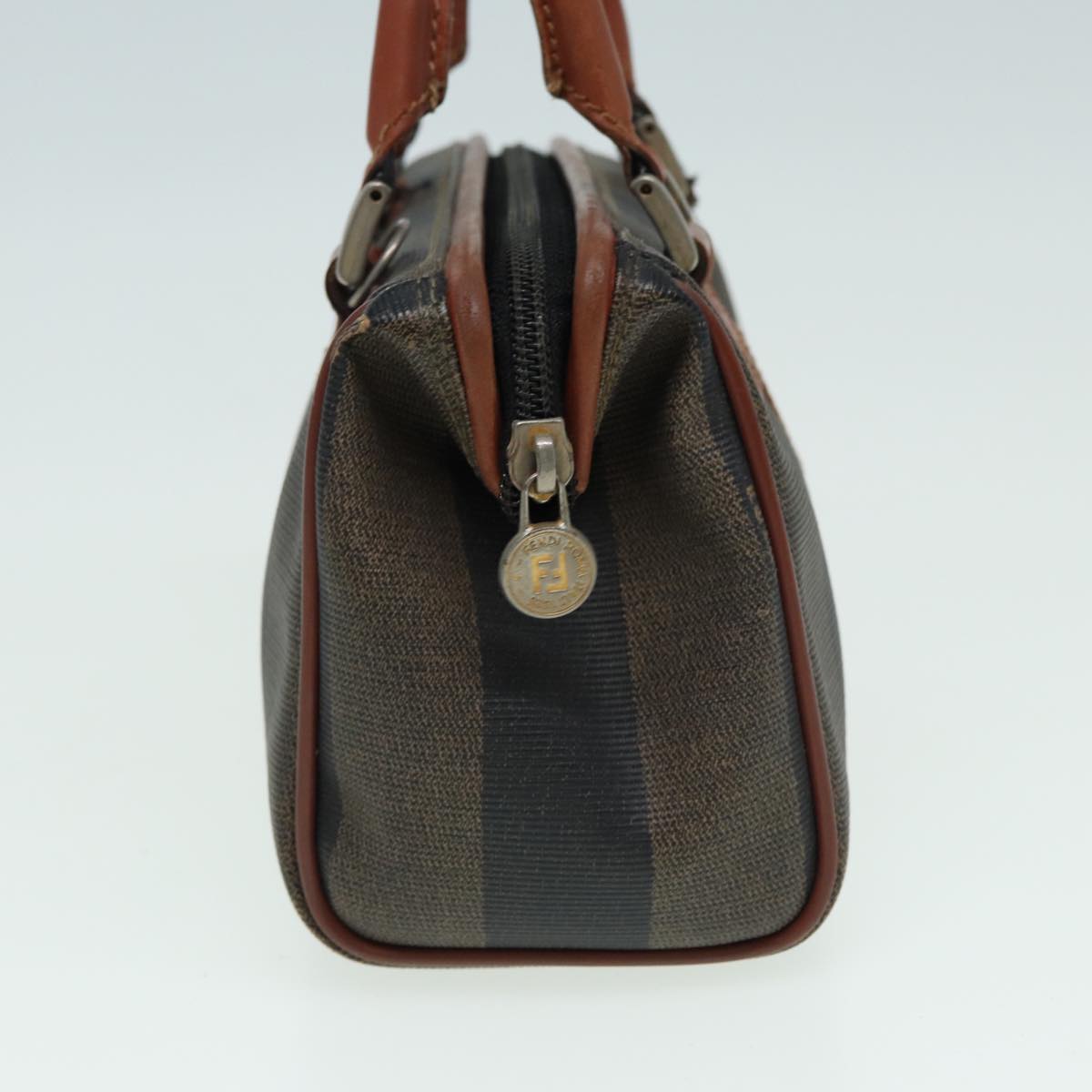 Luxury Fendi Pecan Canvas Hand Bag PVC Leather Brownbs16139