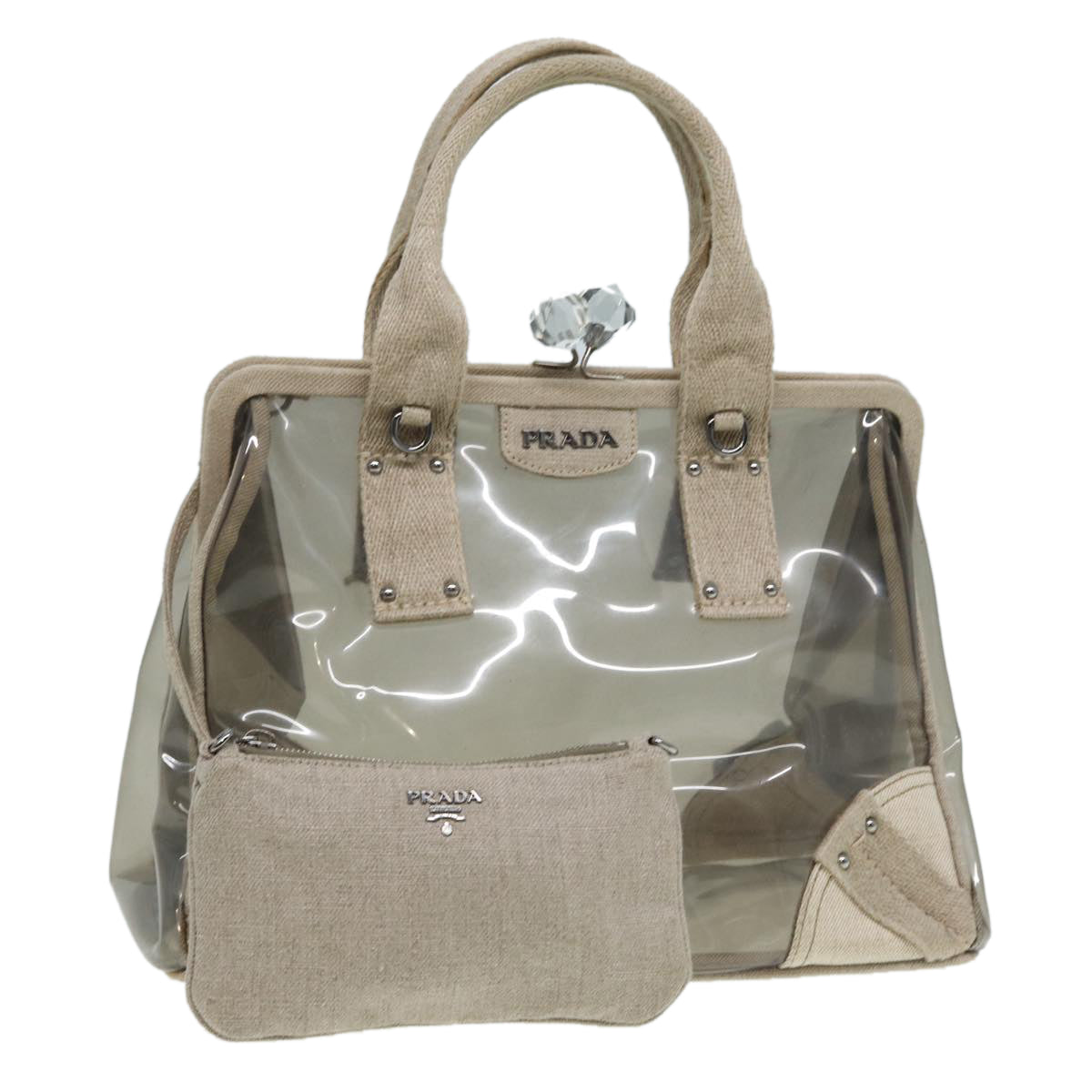 Luxury Prada Hand Bag Vinyl Clear Beige  bs16153