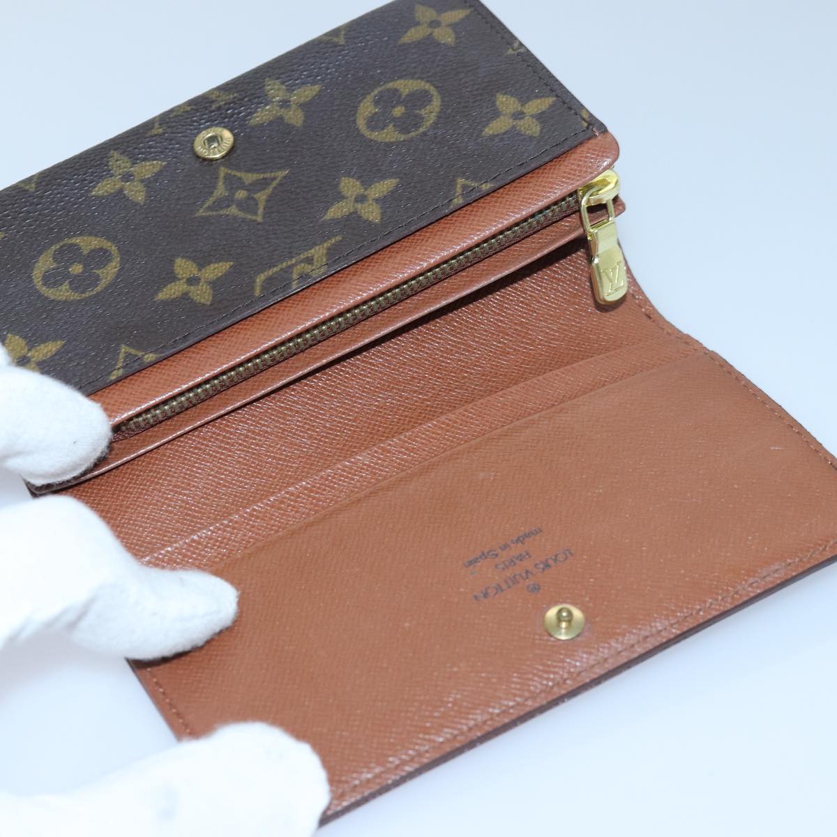 LOUIS VUITTON Monogram Wallet Leather 2Set Black LV bs16202