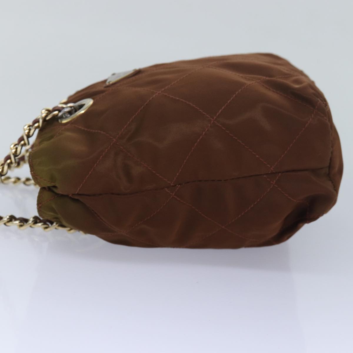 Luxury Prada Quilted Chain Shoulder Bag Nylon Brown  bs16277