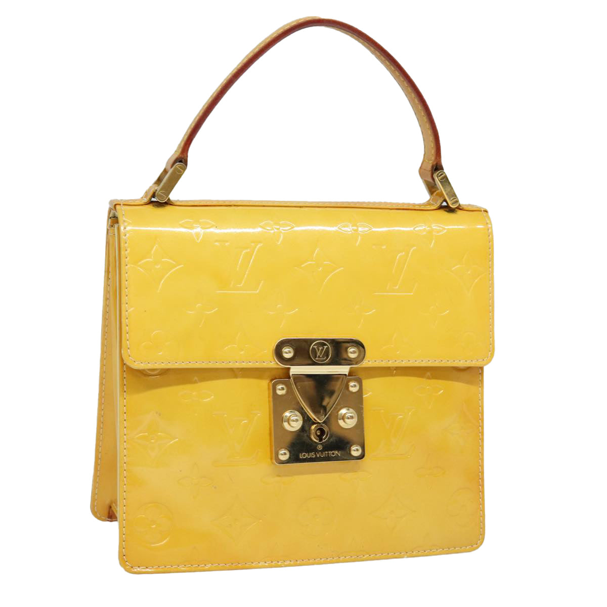 LOUIS VUITTON Monogram Vernis Spring Street Bag Lime Yellow M91068 bs16287
