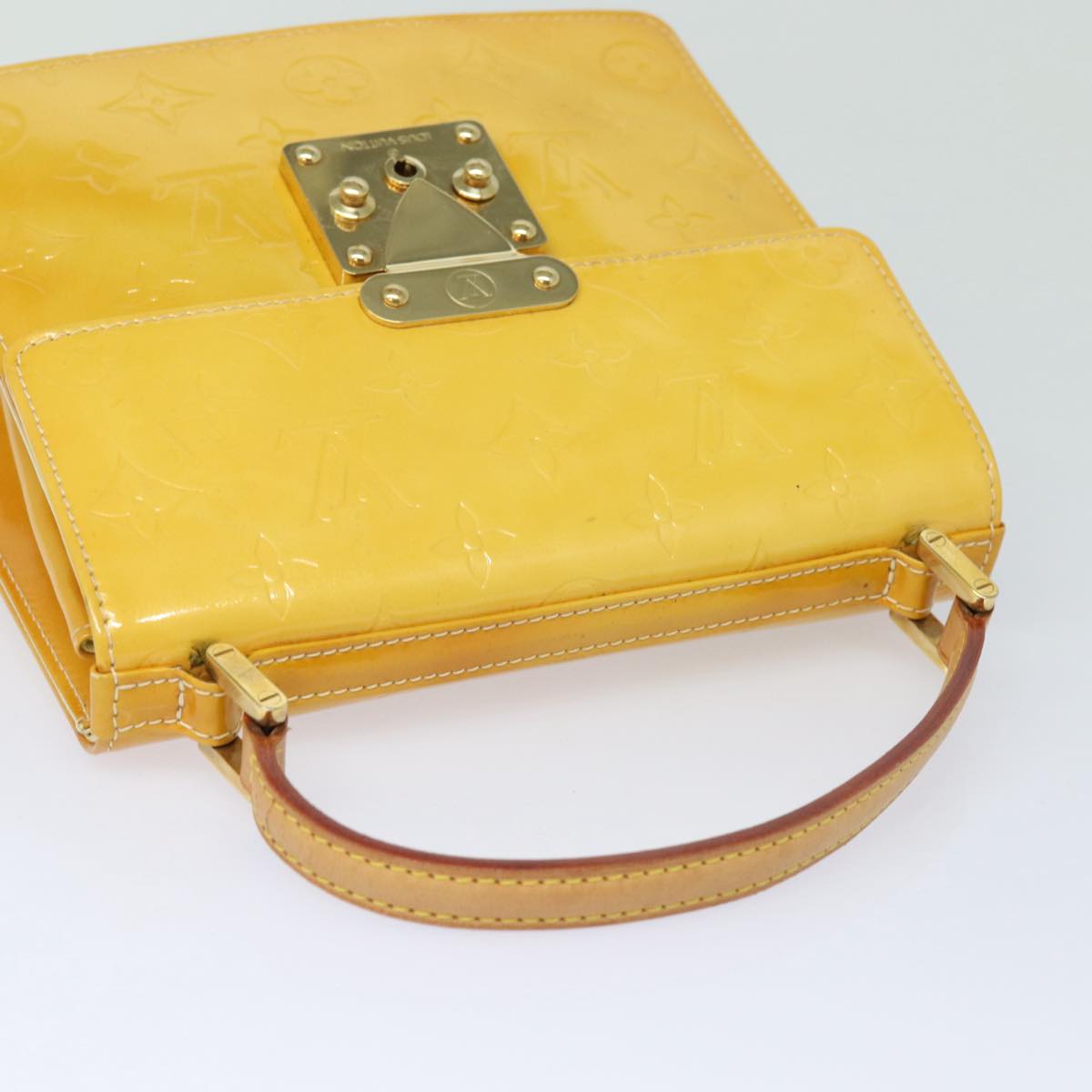 LOUIS VUITTON Monogram Vernis Spring Street Bag Lime Yellow M91068 bs16287