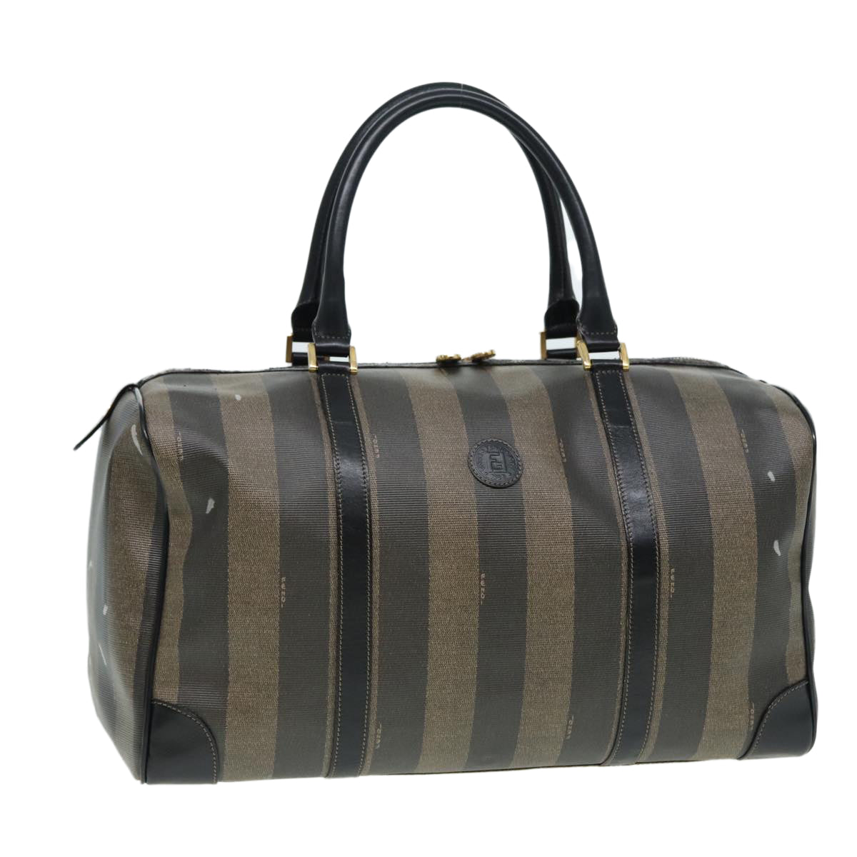 Luxury Fendi Pecan Canvas Boston Bag Brown Blackbs16368