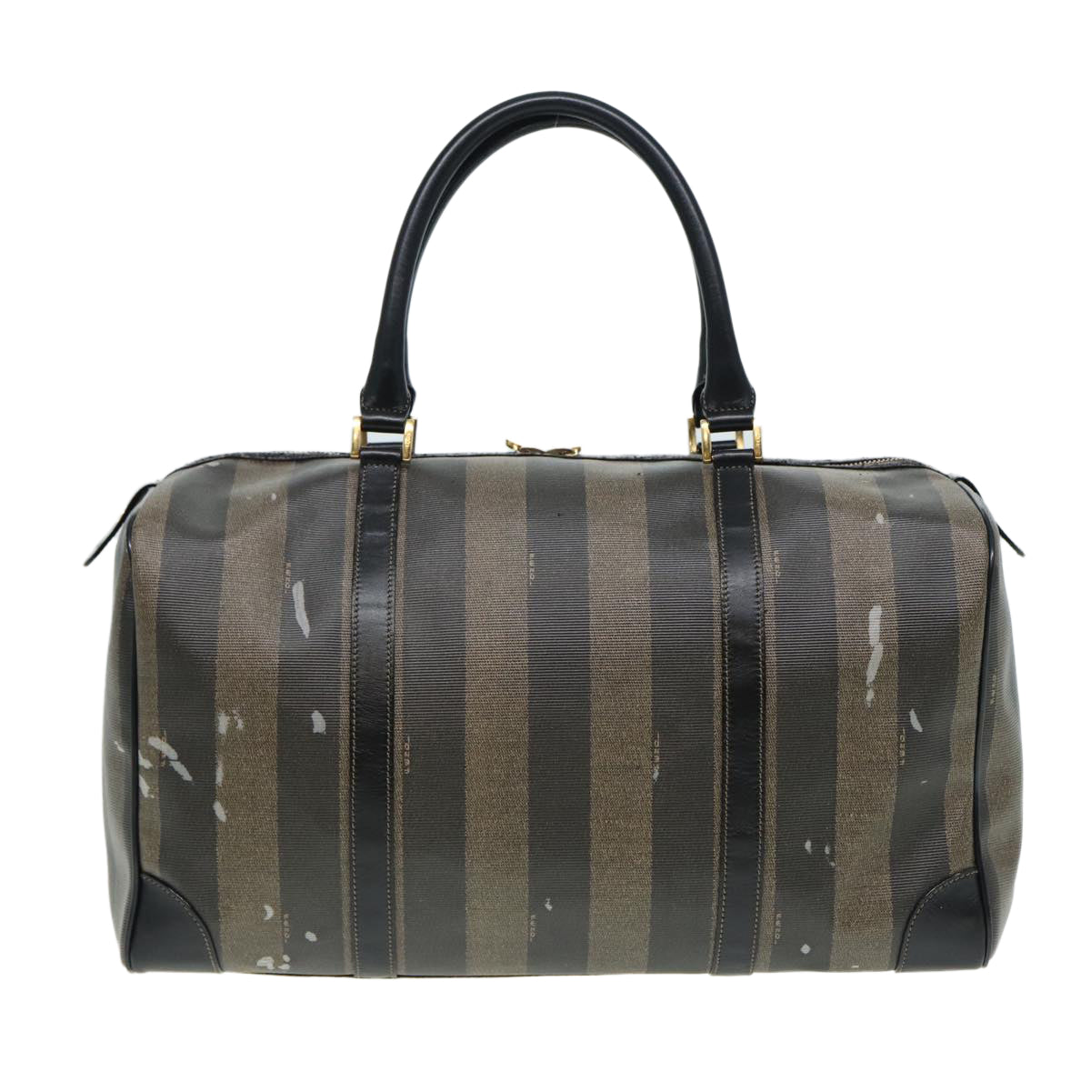 Luxury Fendi Pecan Canvas Boston Bag Brown Blackbs16368