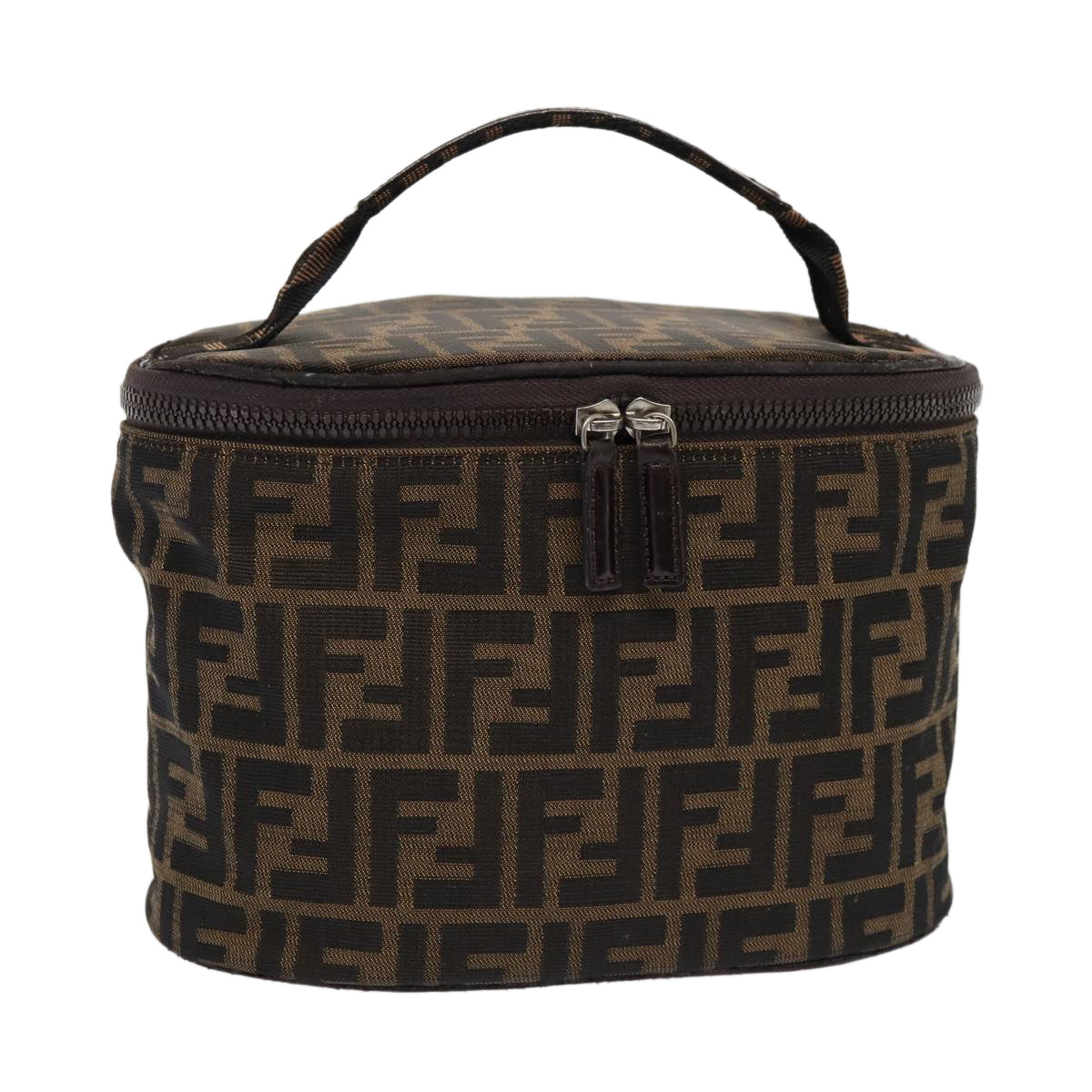Luxury Fendi Zucca Canvas Vanity Pouch Brown Blackbs16396