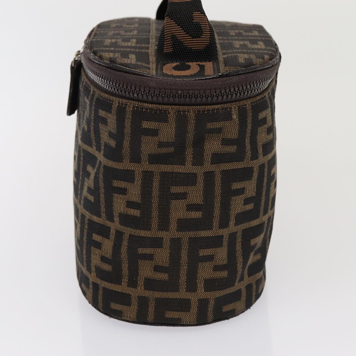 Luxury Fendi Zucca Canvas Vanity Pouch Brown Blackbs16396