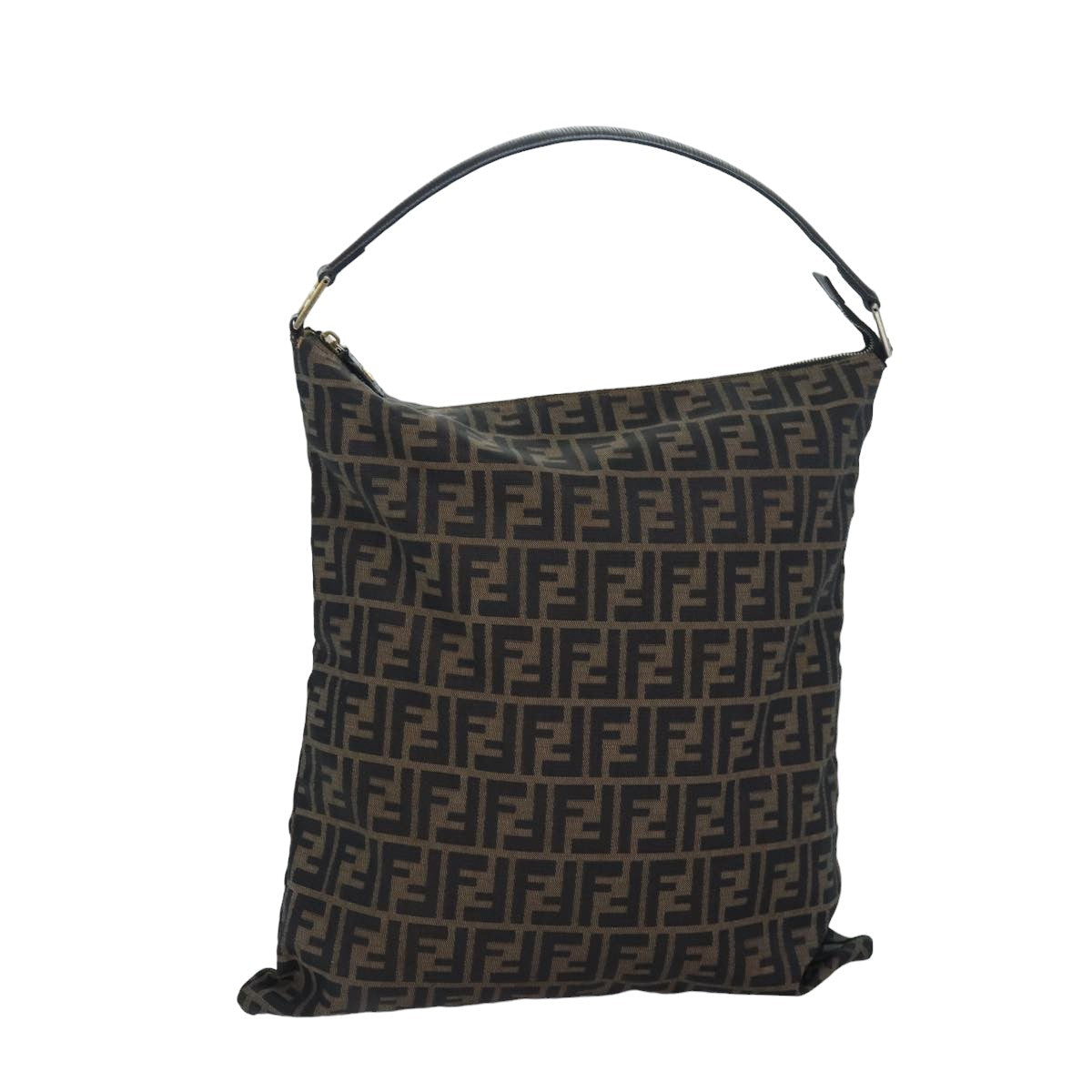 Luxury Fendi Zucca Canvas Shoulder Bag Brown Blackbs16397