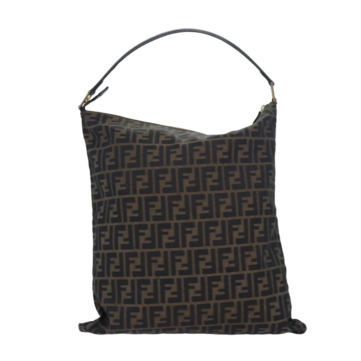 Luxury Fendi Zucca Canvas Shoulder Bag Brown Blackbs16397