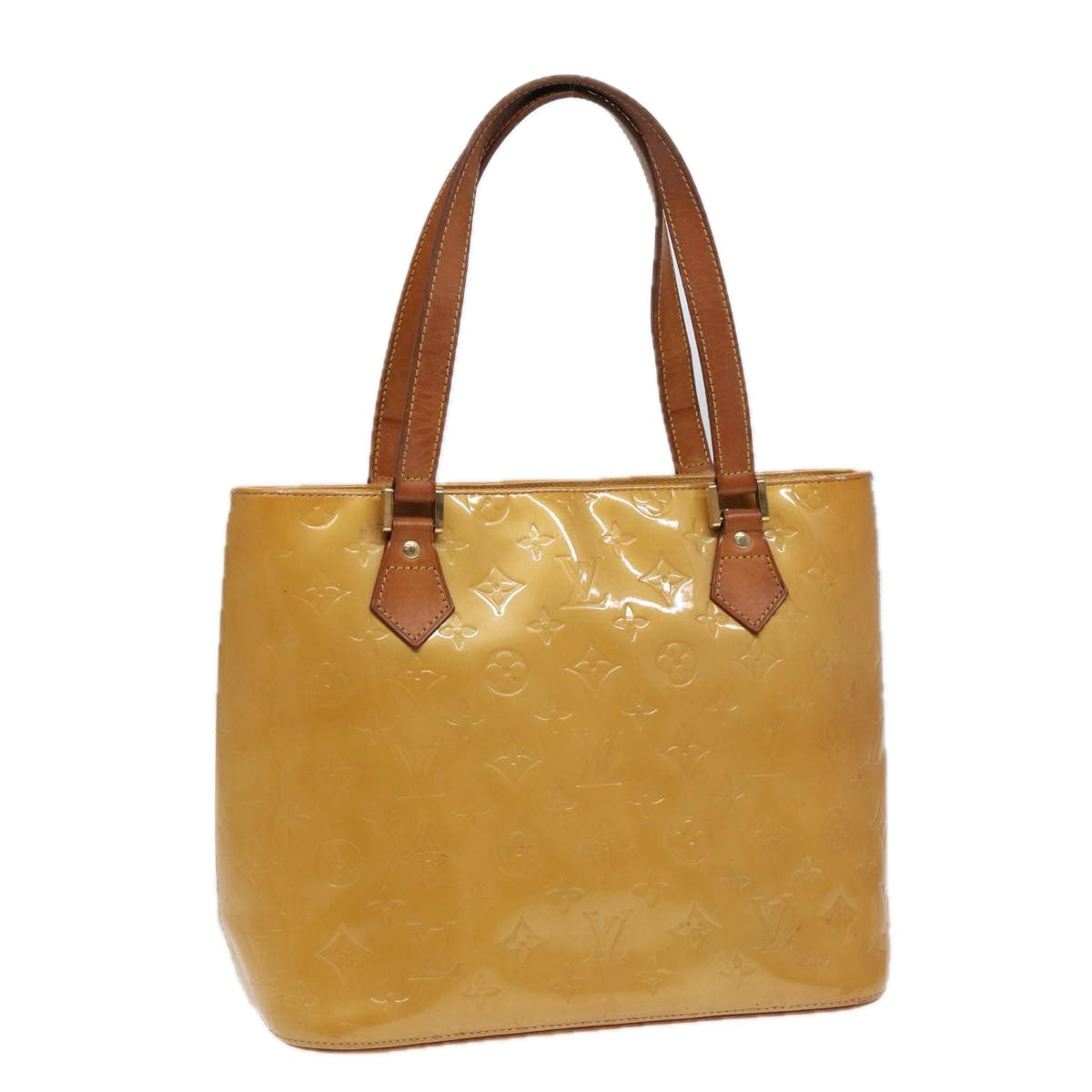 LOUIS VUITTON Monogram Vernis Houston Hand Bag Beige M91004 LV bs16425
