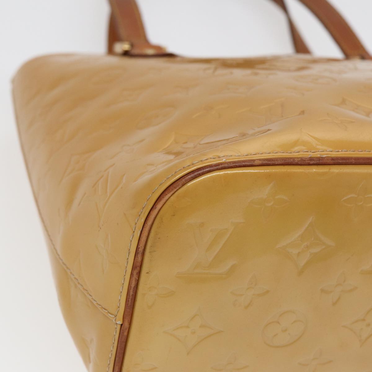 LOUIS VUITTON Monogram Vernis Houston Hand Bag Beige M91004 LV bs16425