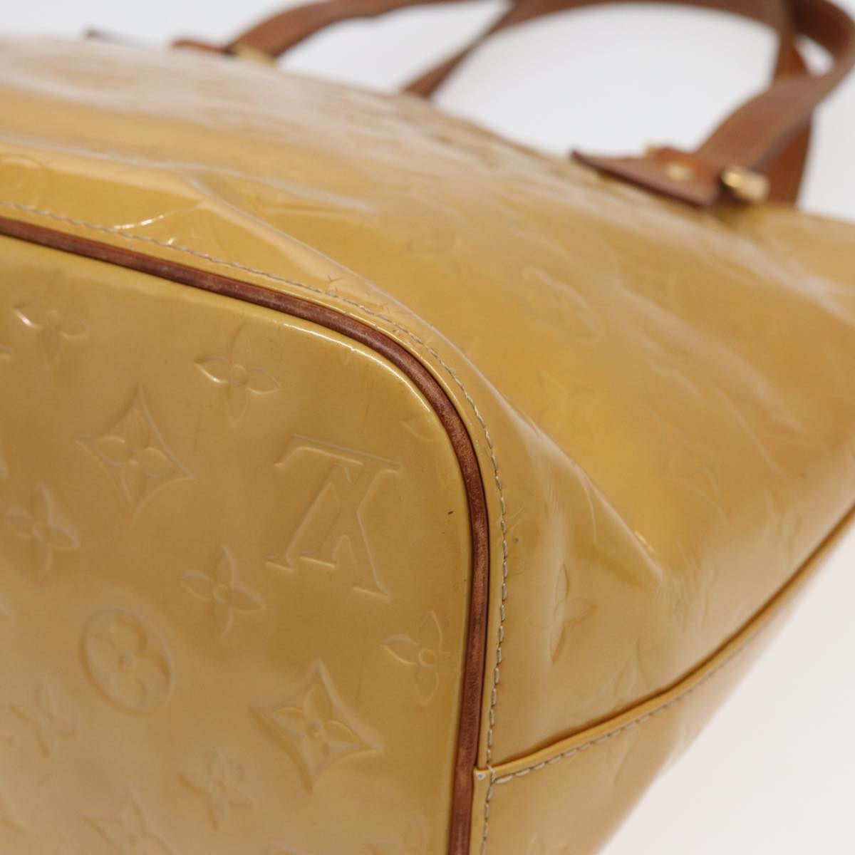 LOUIS VUITTON Monogram Vernis Houston Hand Bag Beige M91004 LV bs16425