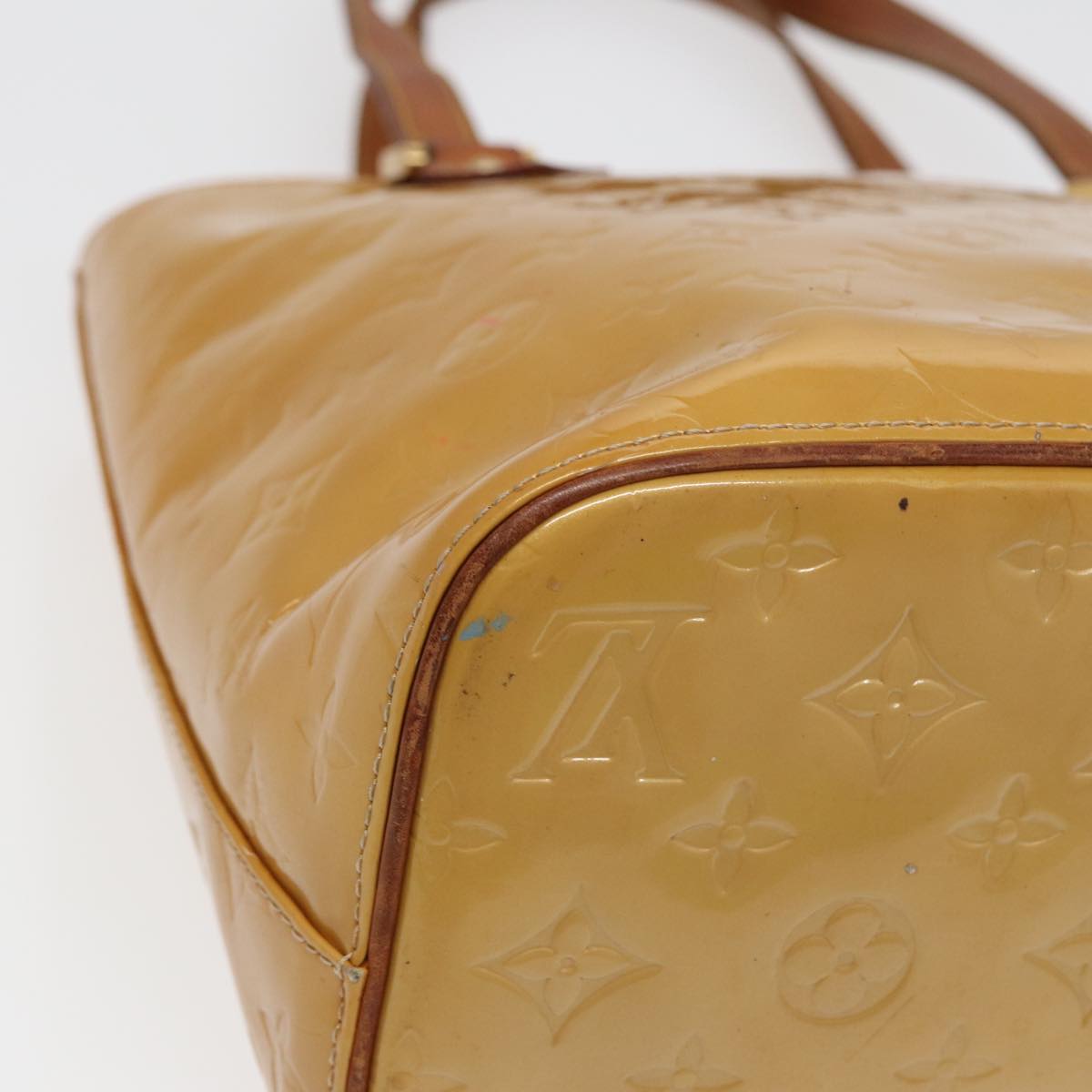 LOUIS VUITTON Monogram Vernis Houston Hand Bag Beige M91004 LV bs16425