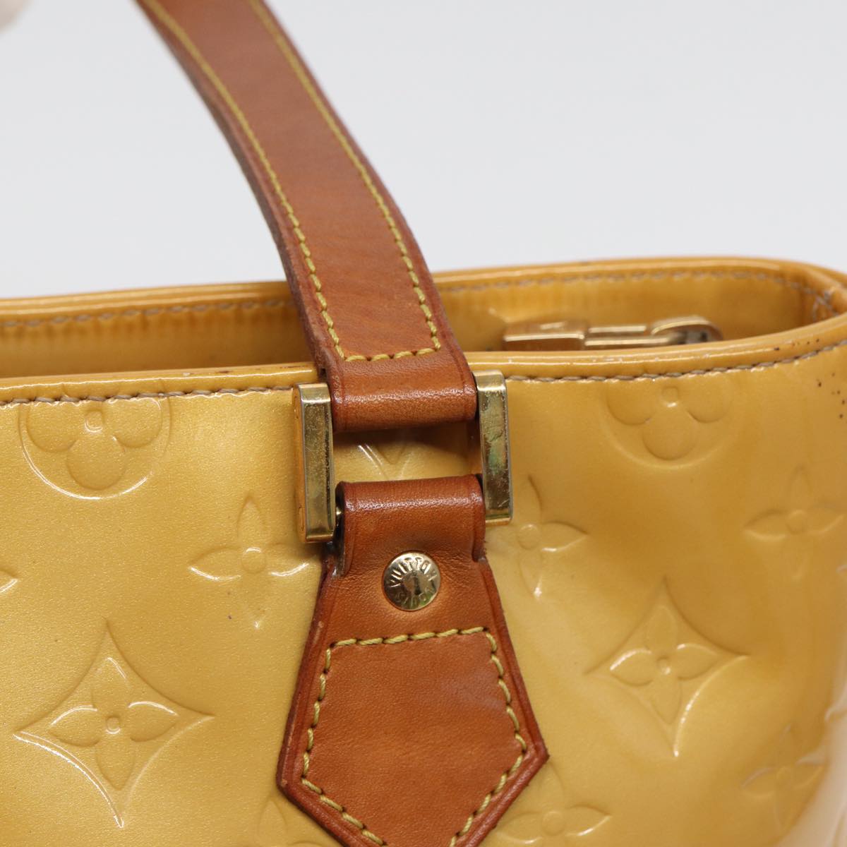 LOUIS VUITTON Monogram Vernis Houston Hand Bag Beige M91004 LV bs16425