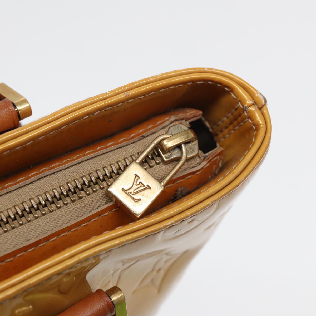 LOUIS VUITTON Monogram Vernis Houston Hand Bag Beige M91004 LV bs16425