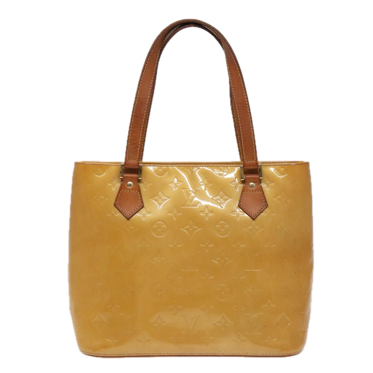 LOUIS VUITTON Monogram Vernis Houston Hand Bag Beige M91004 LV bs16425
