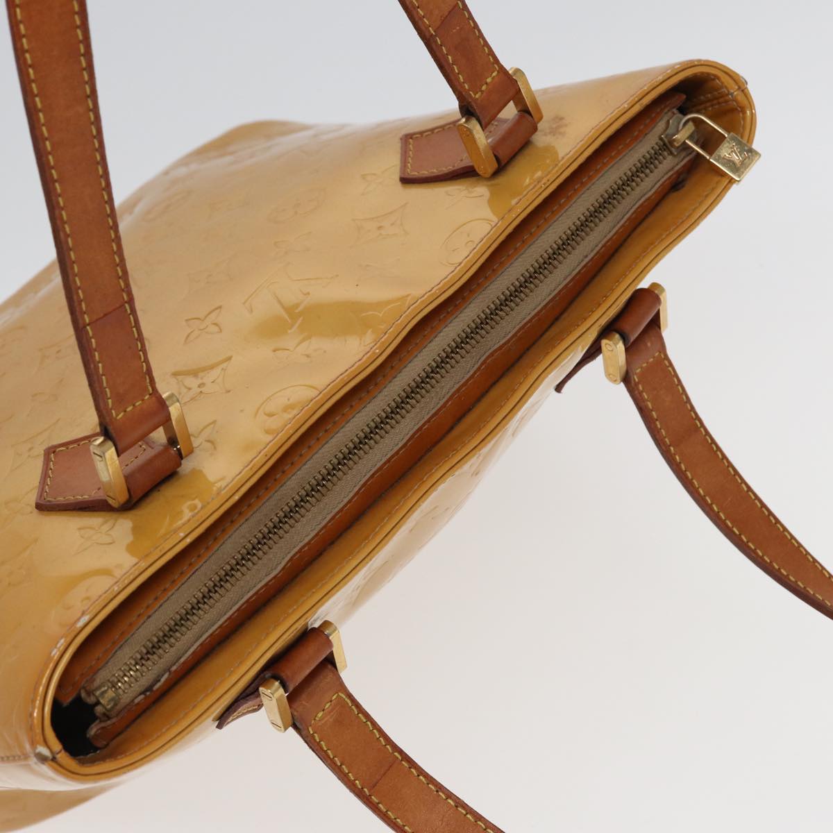 LOUIS VUITTON Monogram Vernis Houston Hand Bag Beige M91004 LV bs16425