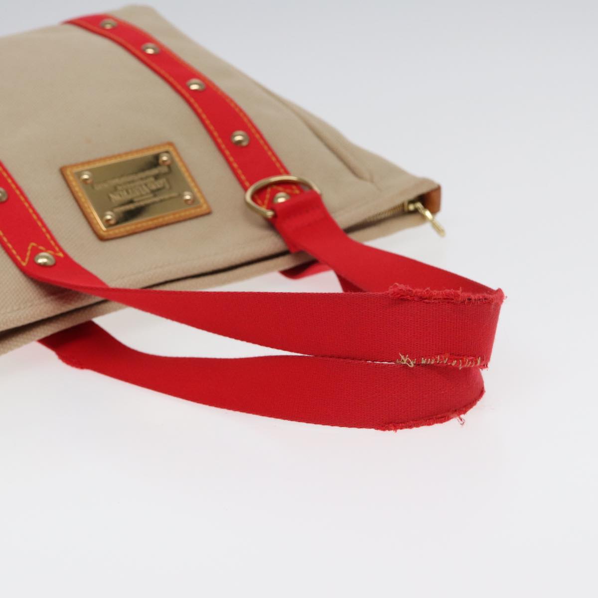 LOUIS VUITTON Antigua Cabas MM Tote Bag Beige Red M40035 LV bs16455