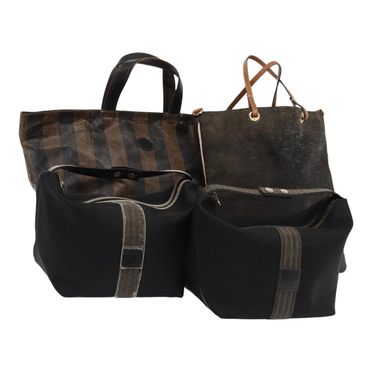 Luxury Fendi Pecan Canvas Hand Bag Canvas 4Set Black Brownbs16504