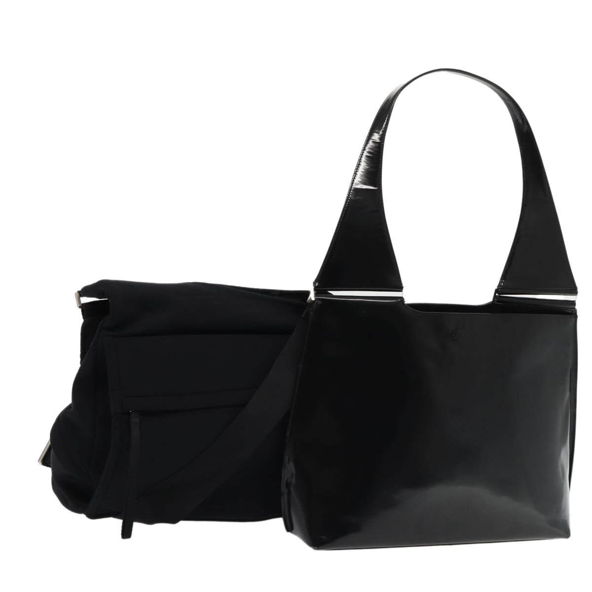 Luxury Prada Sports Gucci Shoulder Bag Patent Leather Nylon 2Set Black  bs16508