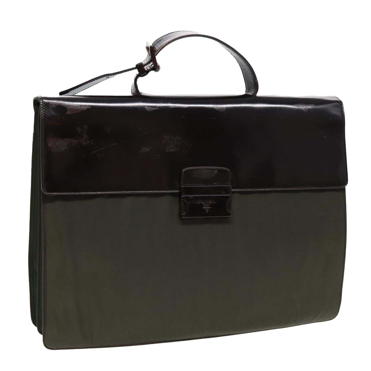 Luxury Prada Business Bag Nylon Khaki Silver  bs16524