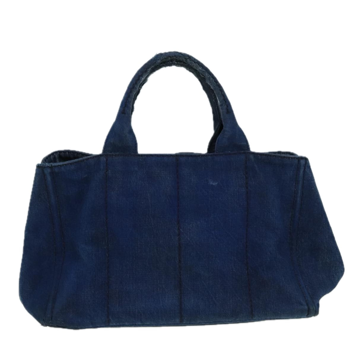 Luxury Prada Canapa MM Hand Bag Denim Navy Gold  bs16544