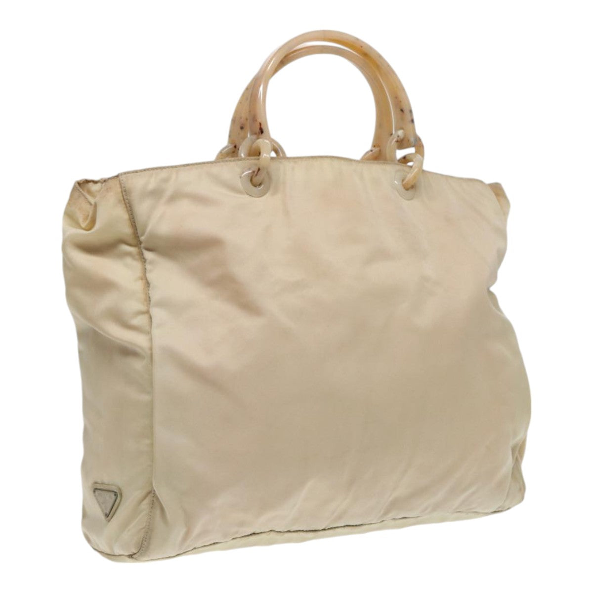 Luxury Prada Hand Bag Nylon Beige Silver  bs16635