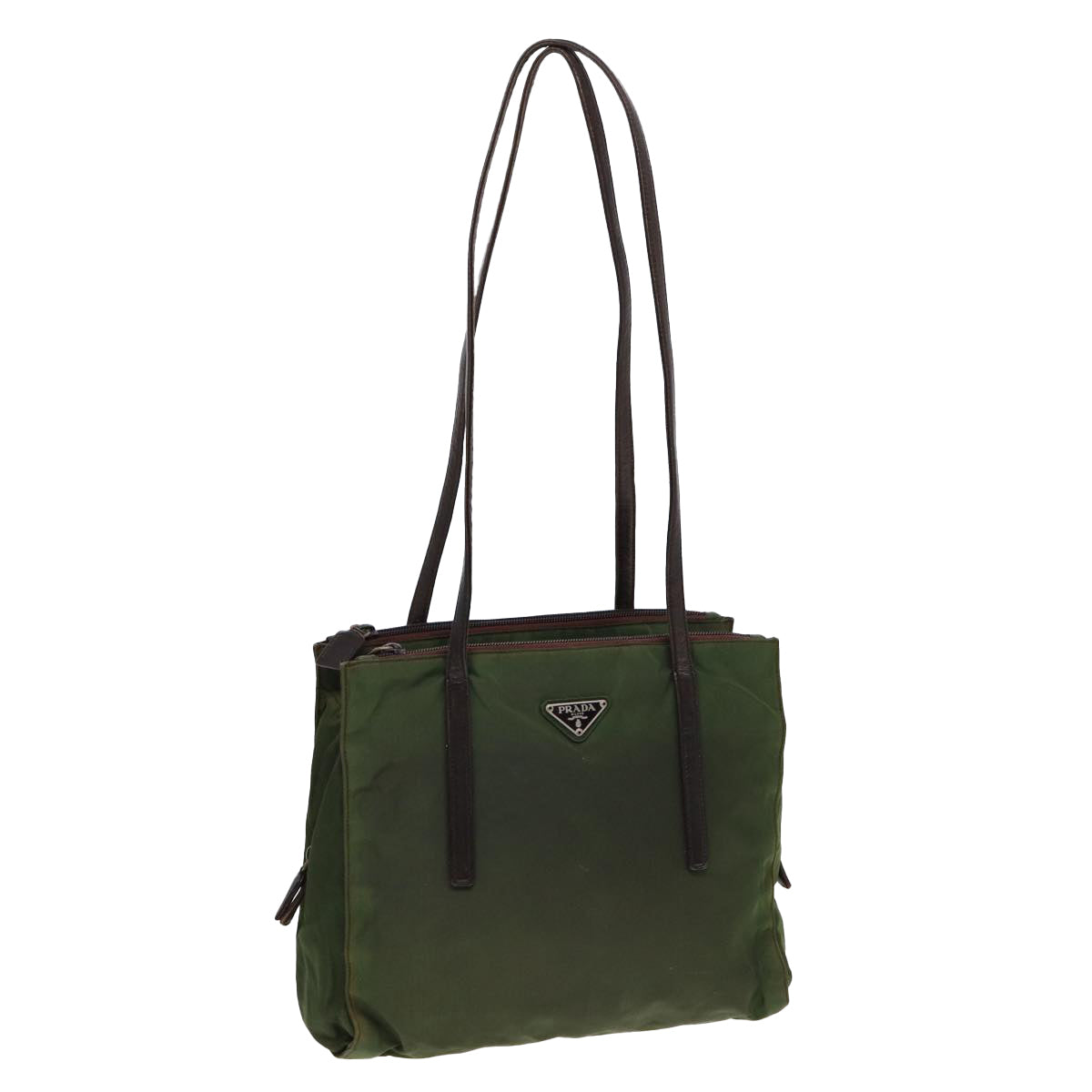 Luxury Prada Shoulder Bag Nylon Khaki Silver  bs16719
