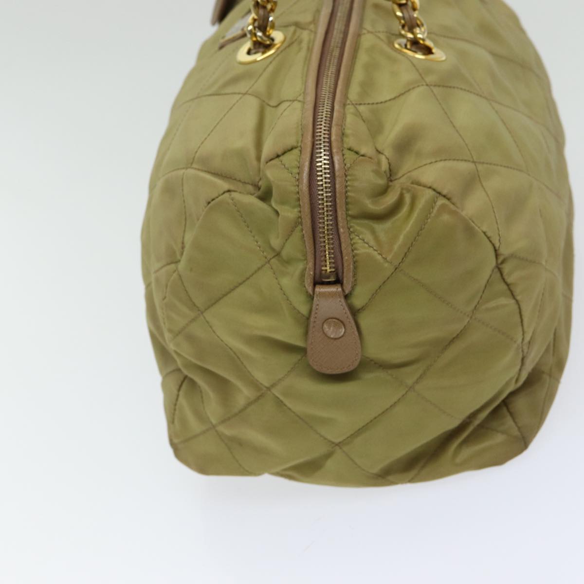 Luxury Prada Chain Hand Bag Nylon Beige Gold  bs16747
